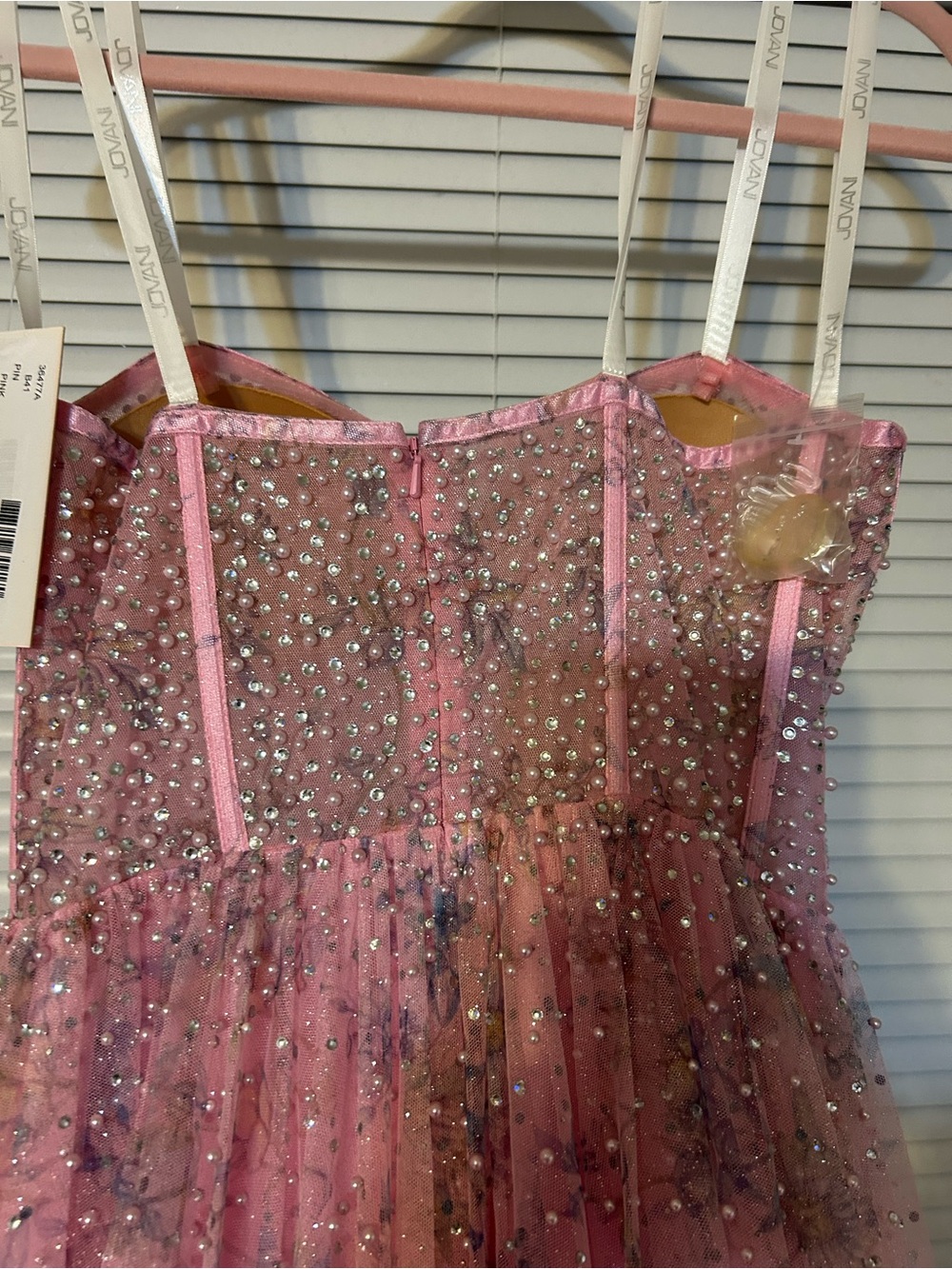 Jovani Pink Sheer Corset Pearl/Rhinestone Dress NWT $1,100 Size 6 - Picture 15 of 15